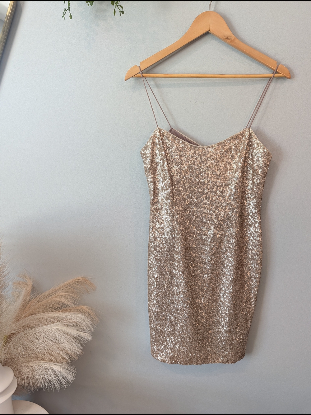 Kay Unger Sleeveless Sequin Slip Dress in Champagne Sz 6
